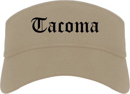 Tacoma Washington WA Old English Mens Visor Cap Hat Khaki