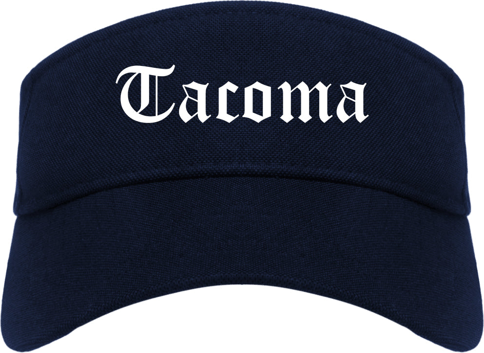 Tacoma Washington WA Old English Mens Visor Cap Hat Navy Blue