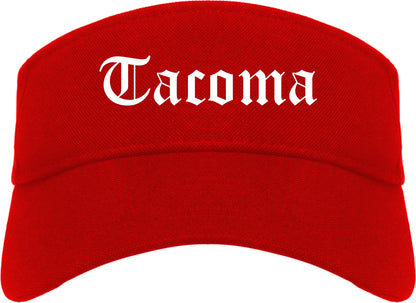 Tacoma Washington WA Old English Mens Visor Cap Hat Red