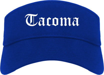 Tacoma Washington WA Old English Mens Visor Cap Hat Royal Blue