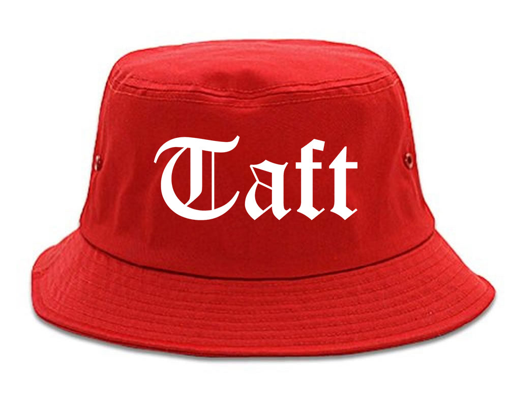 Taft California CA Old English Mens Bucket Hat Red