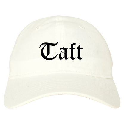 Taft California CA Old English Mens Dad Hat Baseball Cap White
