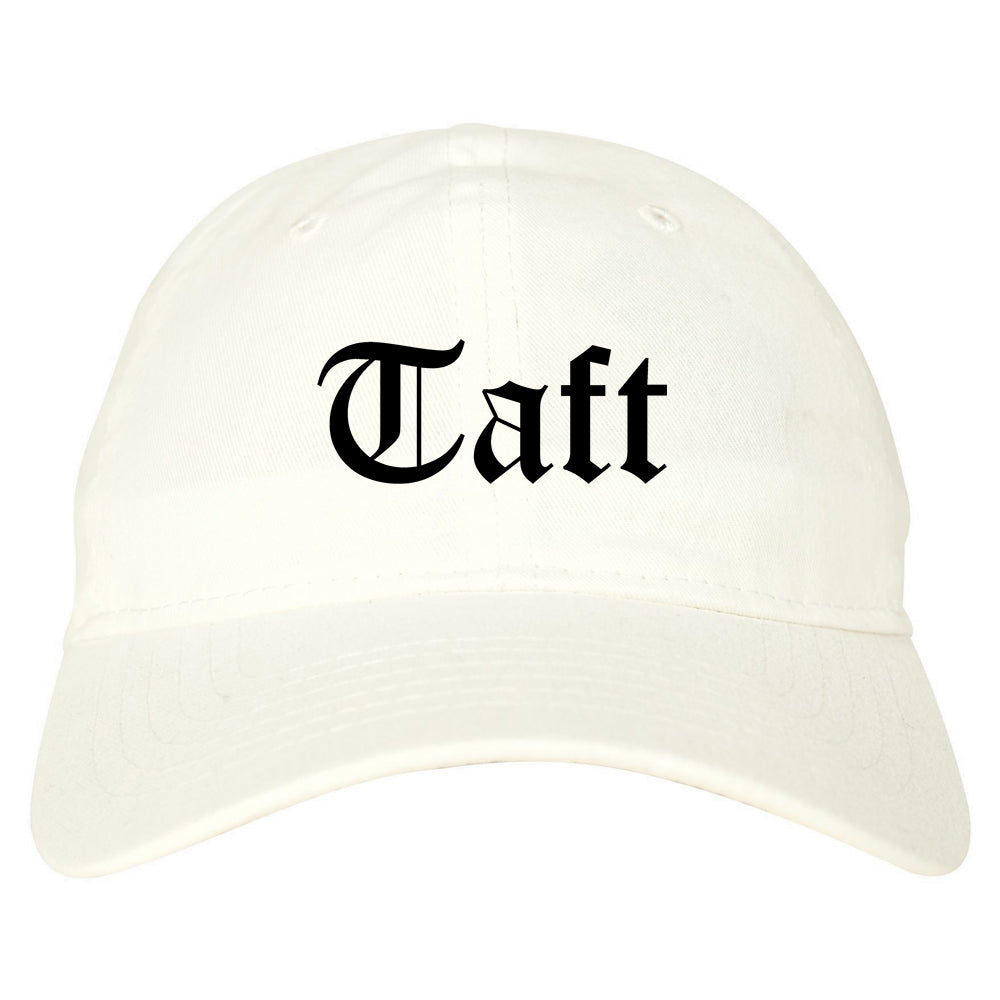 Taft California CA Old English Mens Dad Hat Baseball Cap White