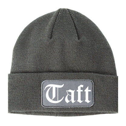 Taft California CA Old English Mens Knit Beanie Hat Cap Grey