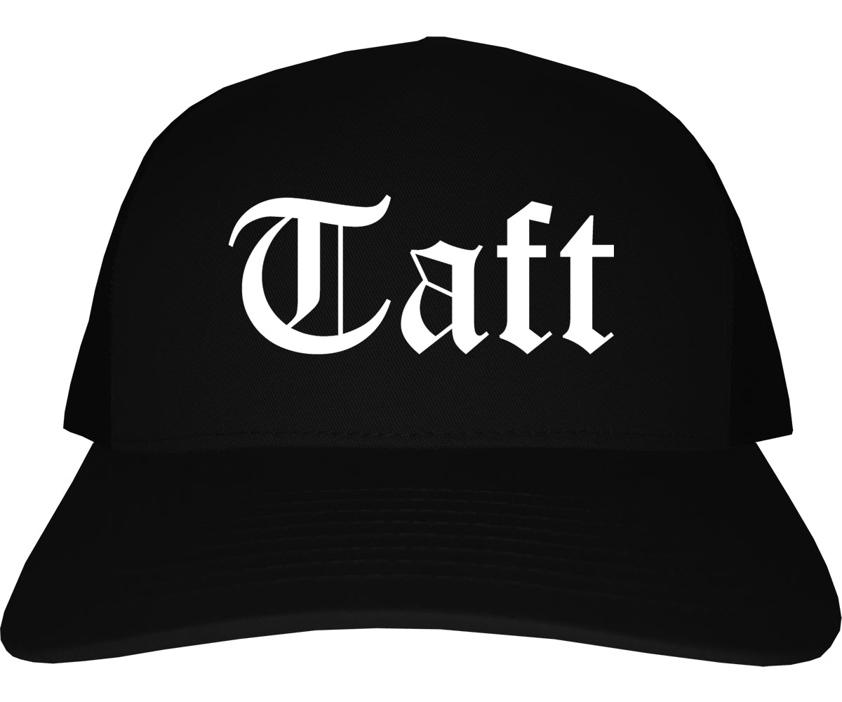 Taft California CA Old English Mens Trucker Hat Cap Black