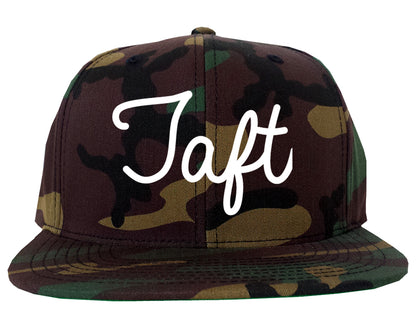 Taft California CA Script Mens Snapback Hat Army Camo