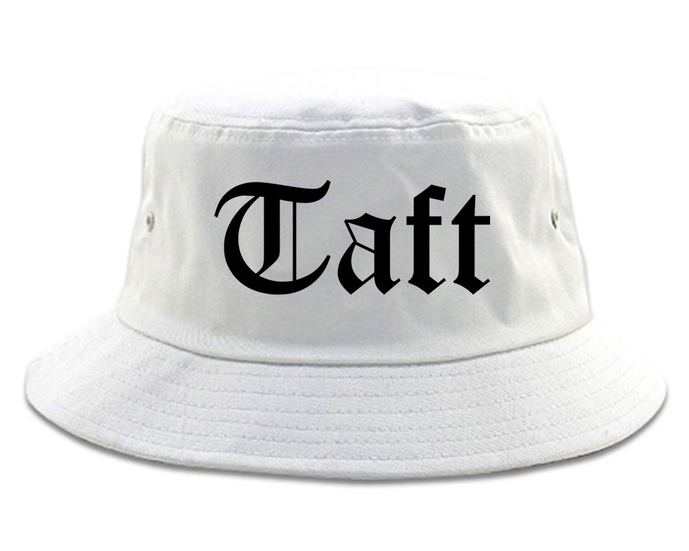 Taft California CA Old English Mens Bucket Hat White