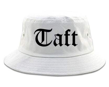 Taft California CA Old English Mens Bucket Hat White