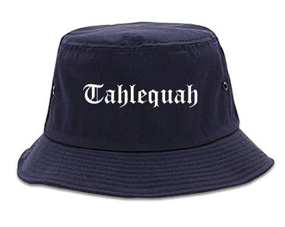Tahlequah Oklahoma OK Old English Mens Bucket Hat Navy Blue