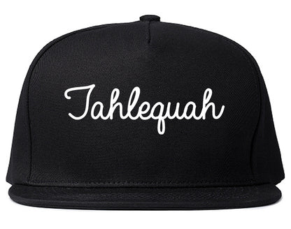 Tahlequah Oklahoma OK Script Mens Snapback Hat Black