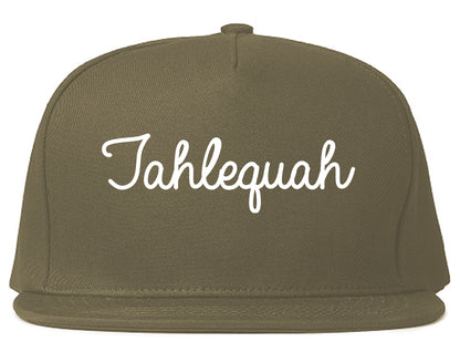 Tahlequah Oklahoma OK Script Mens Snapback Hat Grey
