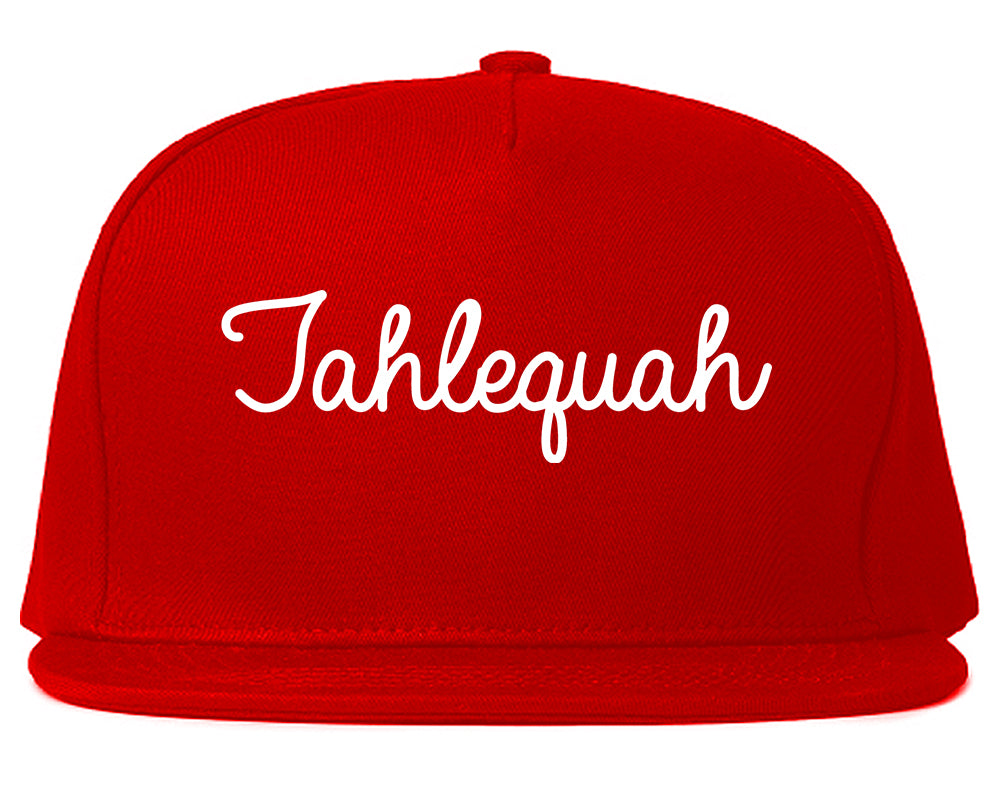 Tahlequah Oklahoma OK Script Mens Snapback Hat Red