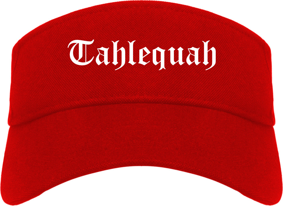 Tahlequah Oklahoma OK Old English Mens Visor Cap Hat Red