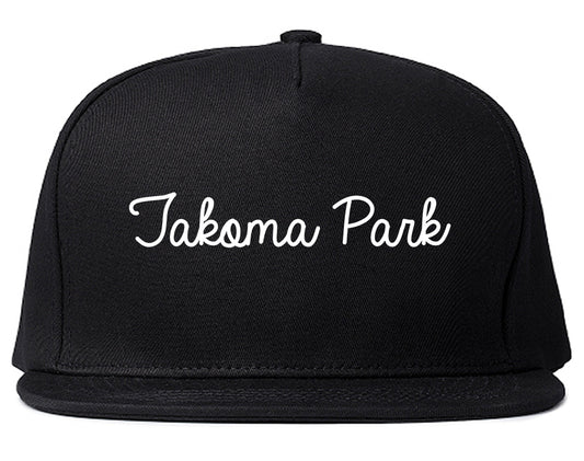 Takoma Park Maryland MD Script Mens Snapback Hat Black