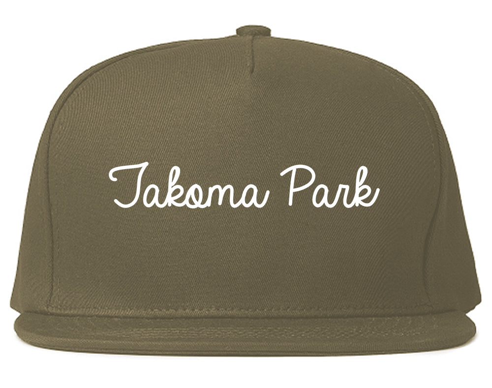 Takoma Park Maryland MD Script Mens Snapback Hat Grey