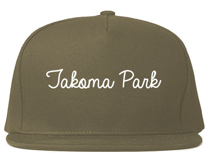 Takoma Park Maryland MD Script Mens Snapback Hat Grey