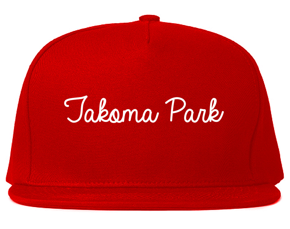 Takoma Park Maryland MD Script Mens Snapback Hat Red