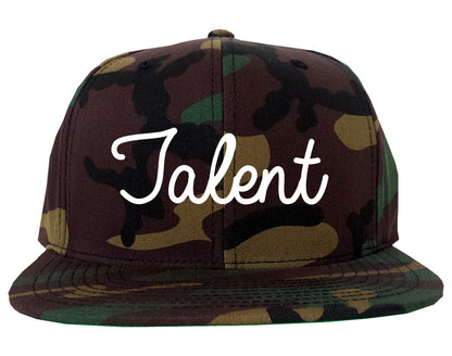 Talent Oregon OR Script Mens Snapback Hat Army Camo