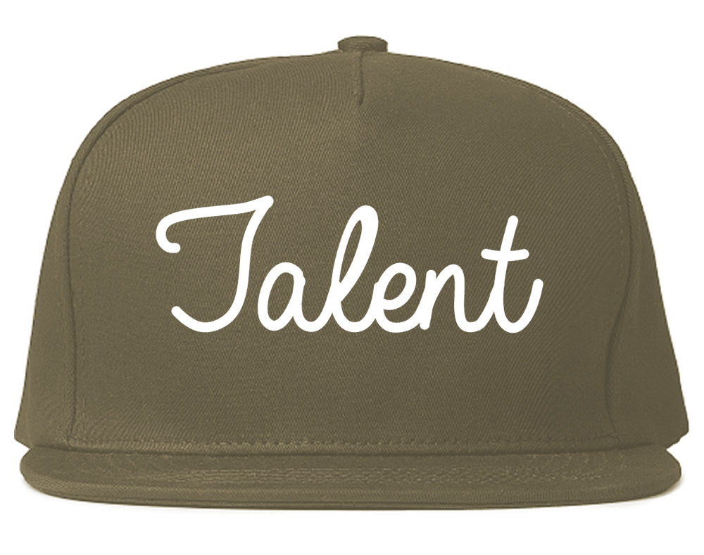 Talent Oregon OR Script Mens Snapback Hat Grey