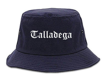 Talladega Alabama AL Old English Mens Bucket Hat Navy Blue
