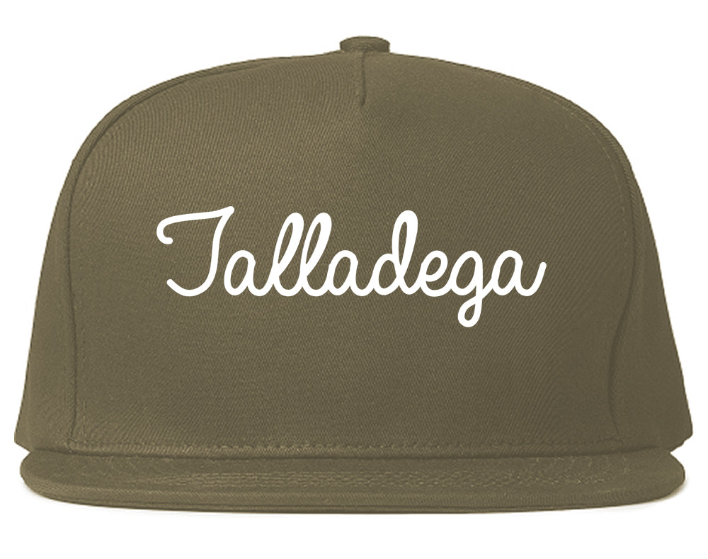Talladega Alabama AL Script Mens Snapback Hat Grey