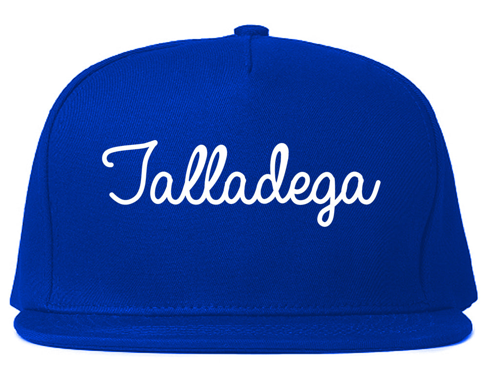 Talladega Alabama AL Script Mens Snapback Hat Royal Blue