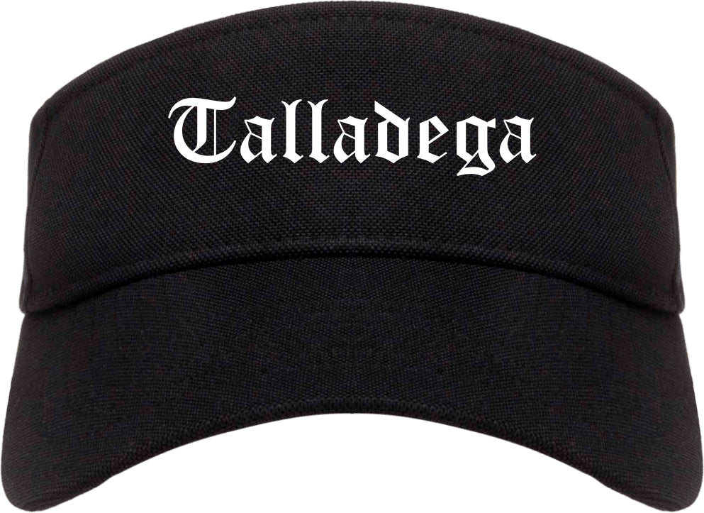 Talladega Alabama AL Old English Mens Visor Cap Hat Black