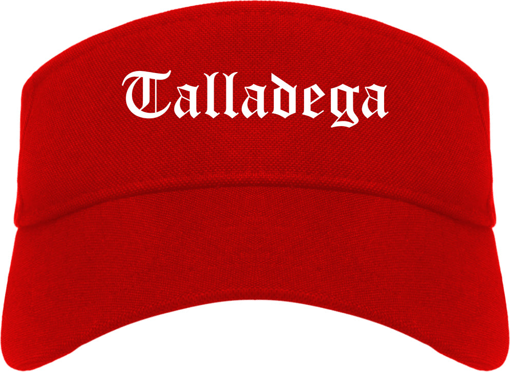 Talladega Alabama AL Old English Mens Visor Cap Hat Red