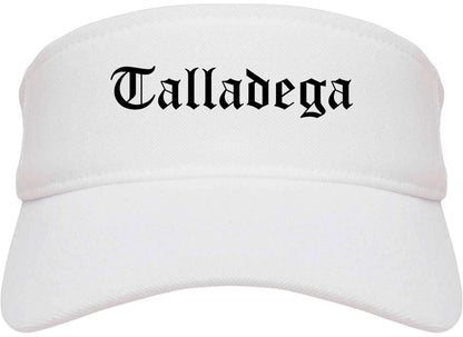 Talladega Alabama AL Old English Mens Visor Cap Hat White