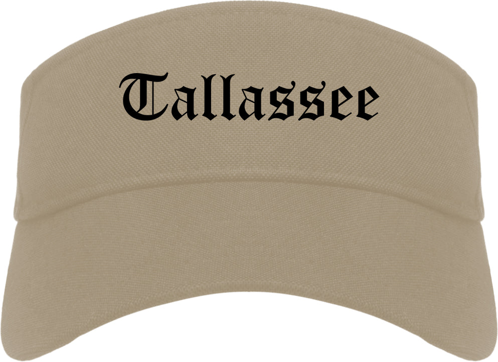 Tallassee Alabama AL Old English Mens Visor Cap Hat Khaki