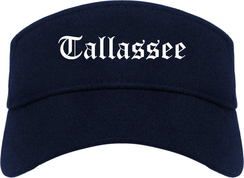 Tallassee Alabama AL Old English Mens Visor Cap Hat Navy Blue
