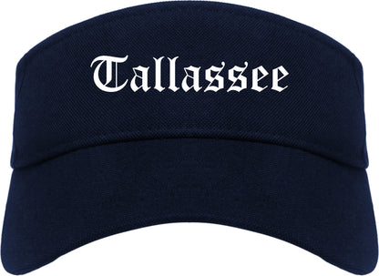 Tallassee Alabama AL Old English Mens Visor Cap Hat Navy Blue