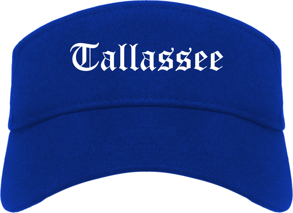 Tallassee Alabama AL Old English Mens Visor Cap Hat Royal Blue