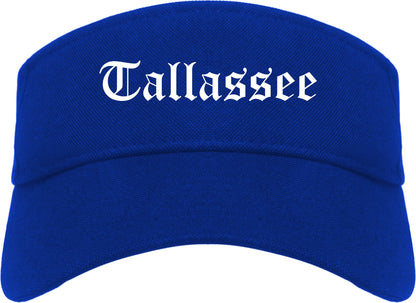 Tallassee Alabama AL Old English Mens Visor Cap Hat Royal Blue