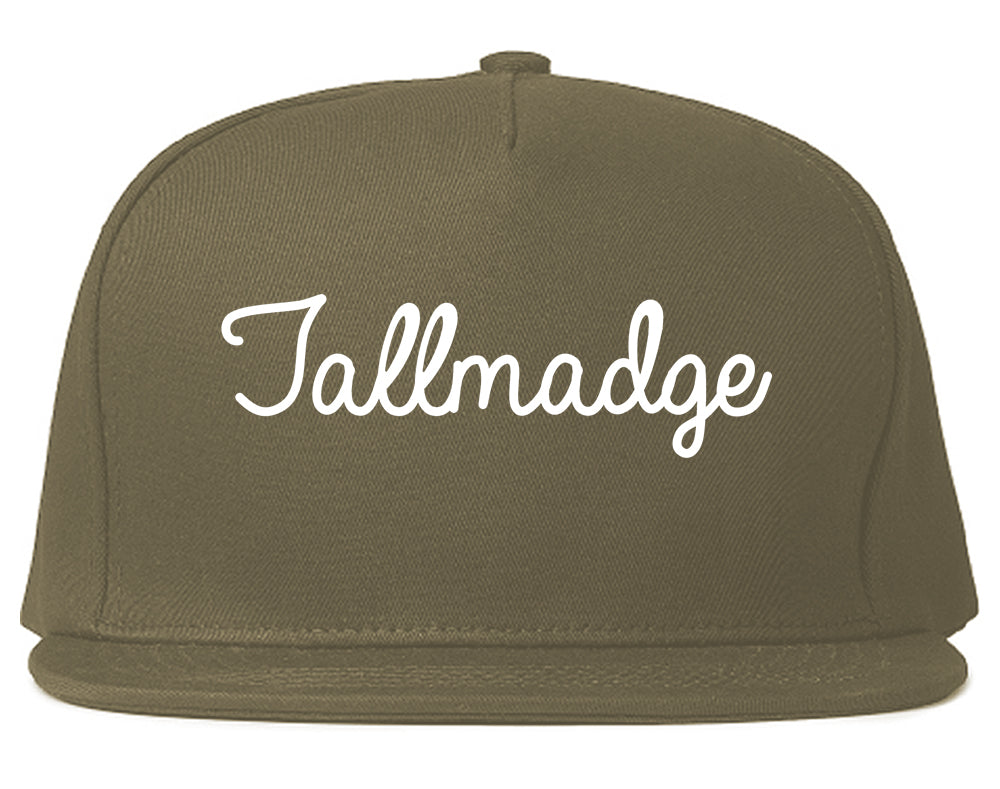 Tallmadge Ohio OH Script Mens Snapback Hat Grey