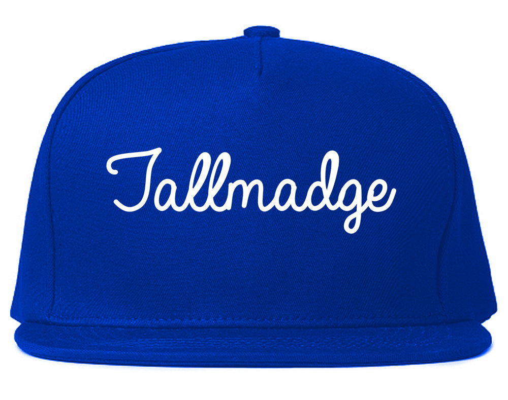 Tallmadge Ohio OH Script Mens Snapback Hat Royal Blue
