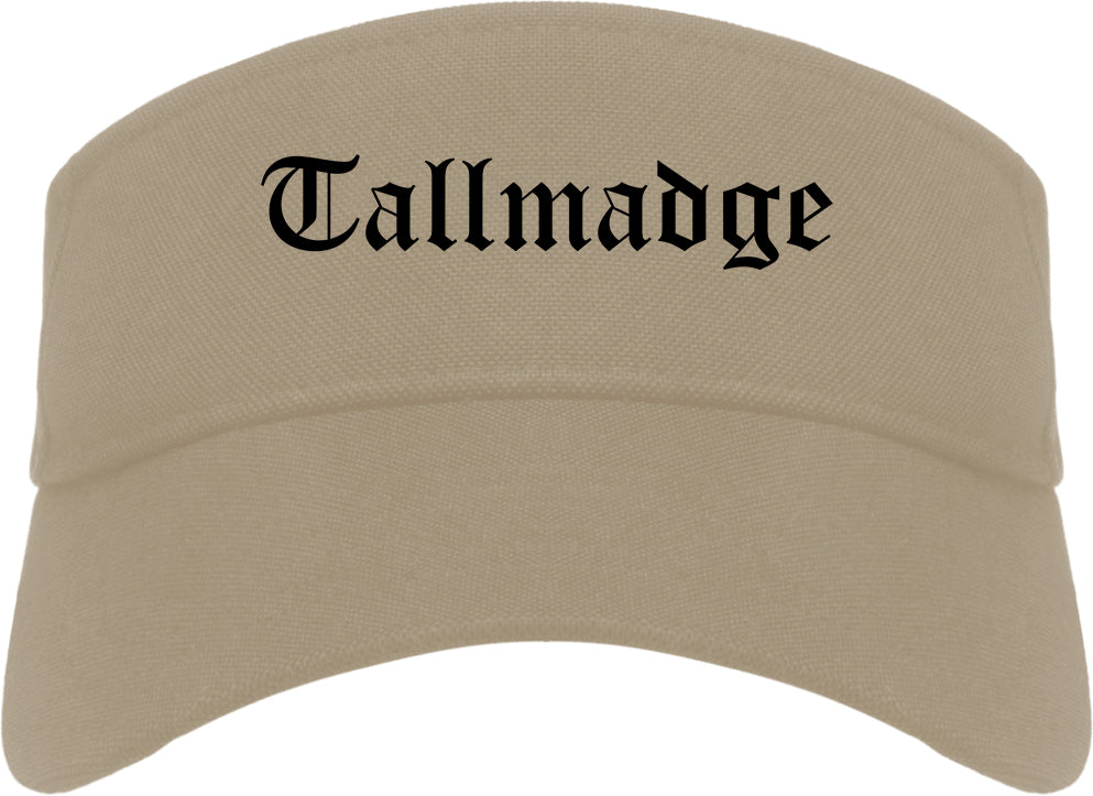 Tallmadge Ohio OH Old English Mens Visor Cap Hat Khaki