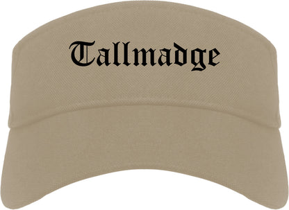 Tallmadge Ohio OH Old English Mens Visor Cap Hat Khaki