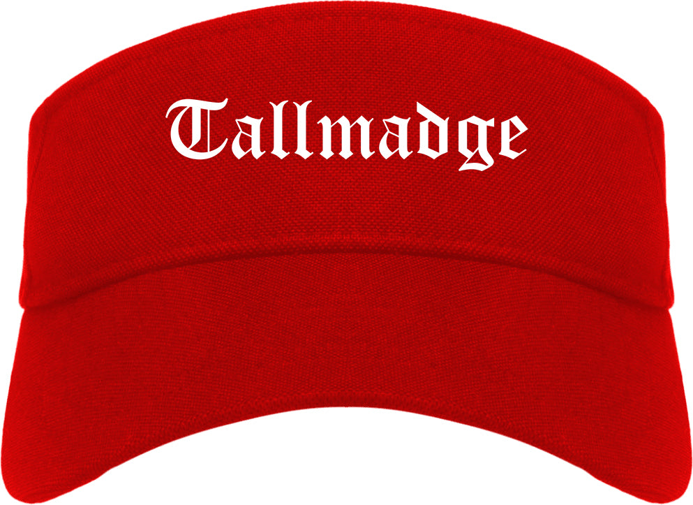 Tallmadge Ohio OH Old English Mens Visor Cap Hat Red