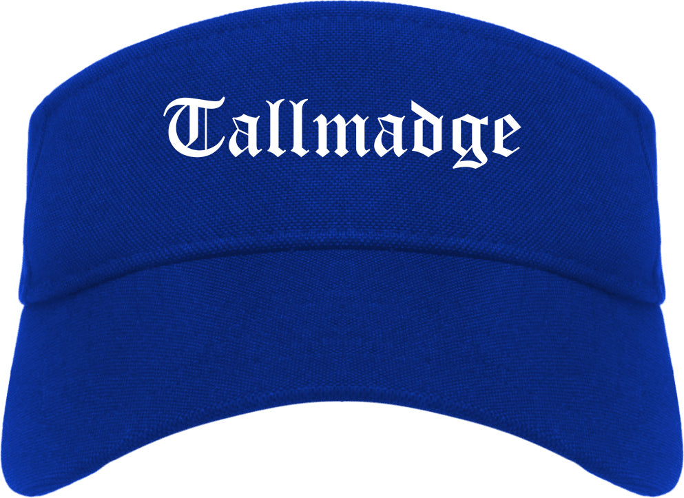 Tallmadge Ohio OH Old English Mens Visor Cap Hat Royal Blue