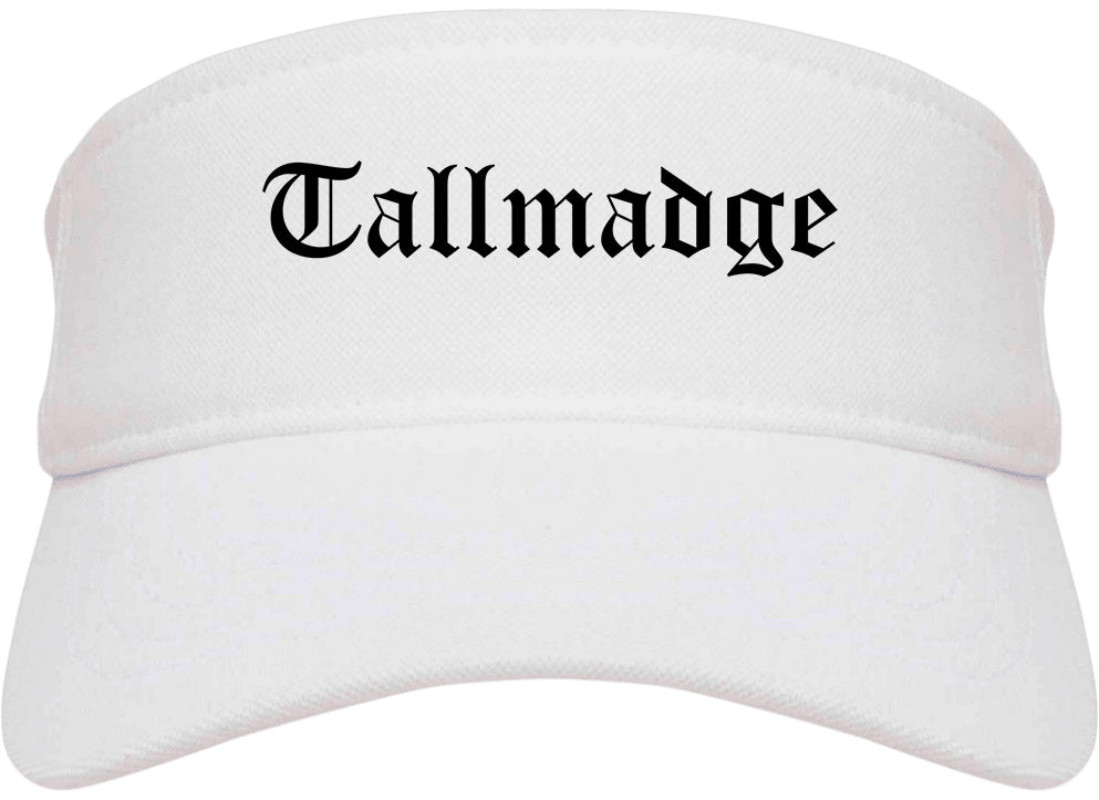 Tallmadge Ohio OH Old English Mens Visor Cap Hat White