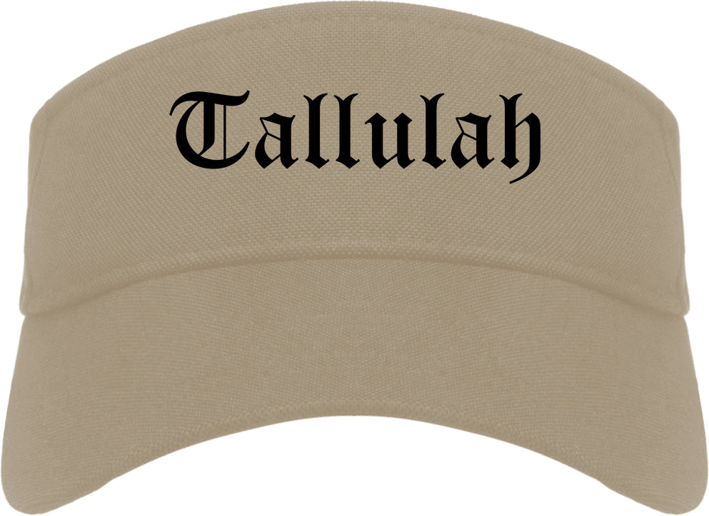 Tallulah Louisiana LA Old English Mens Visor Cap Hat Khaki