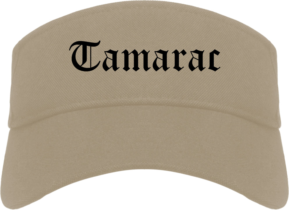 Tamarac Florida FL Old English Mens Visor Cap Hat Khaki