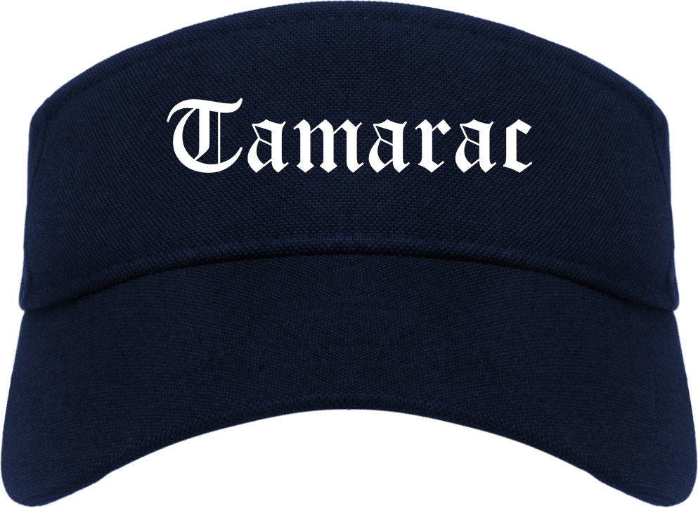 Tamarac Florida FL Old English Mens Visor Cap Hat Navy Blue