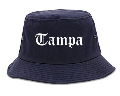 Tampa Florida FL Old English Mens Bucket Hat Navy Blue