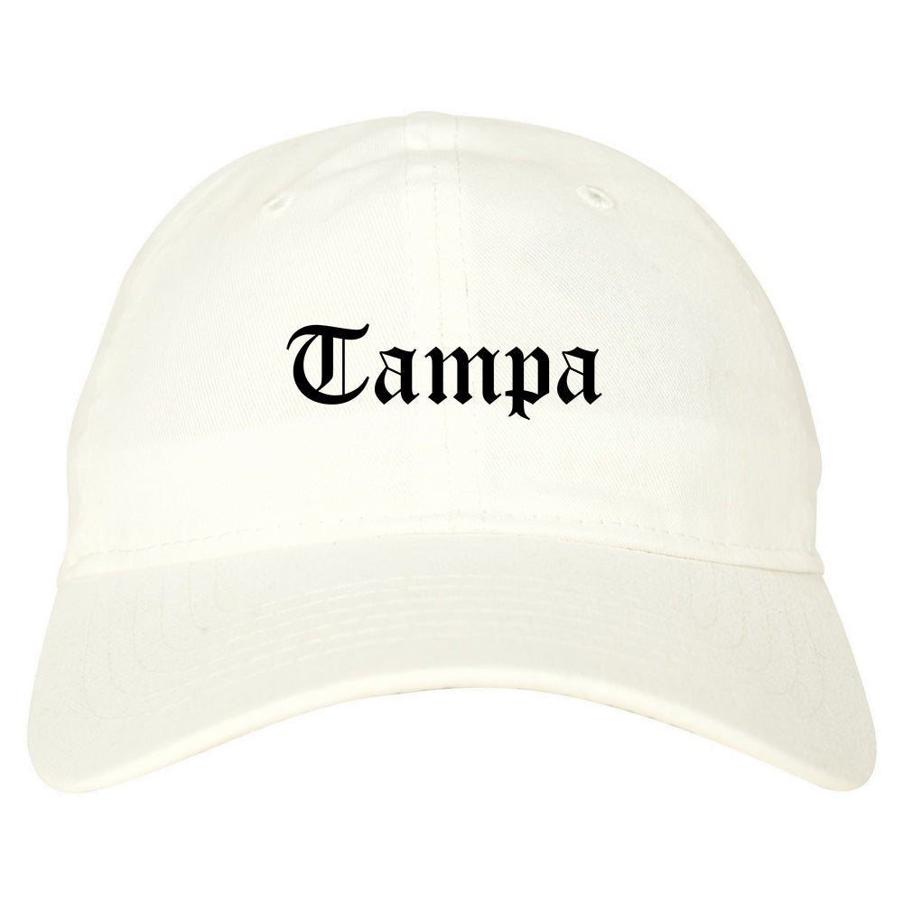 Tampa Florida FL Old English Mens Dad Hat Baseball Cap White