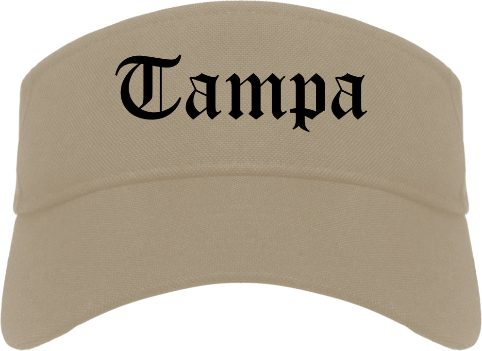Tampa Florida FL Old English Mens Visor Cap Hat Khaki