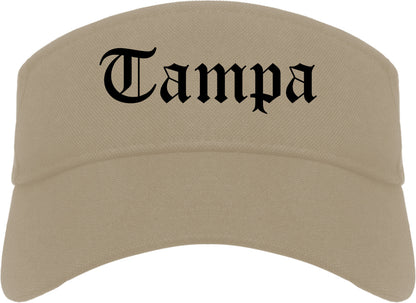 Tampa Florida FL Old English Mens Visor Cap Hat Khaki