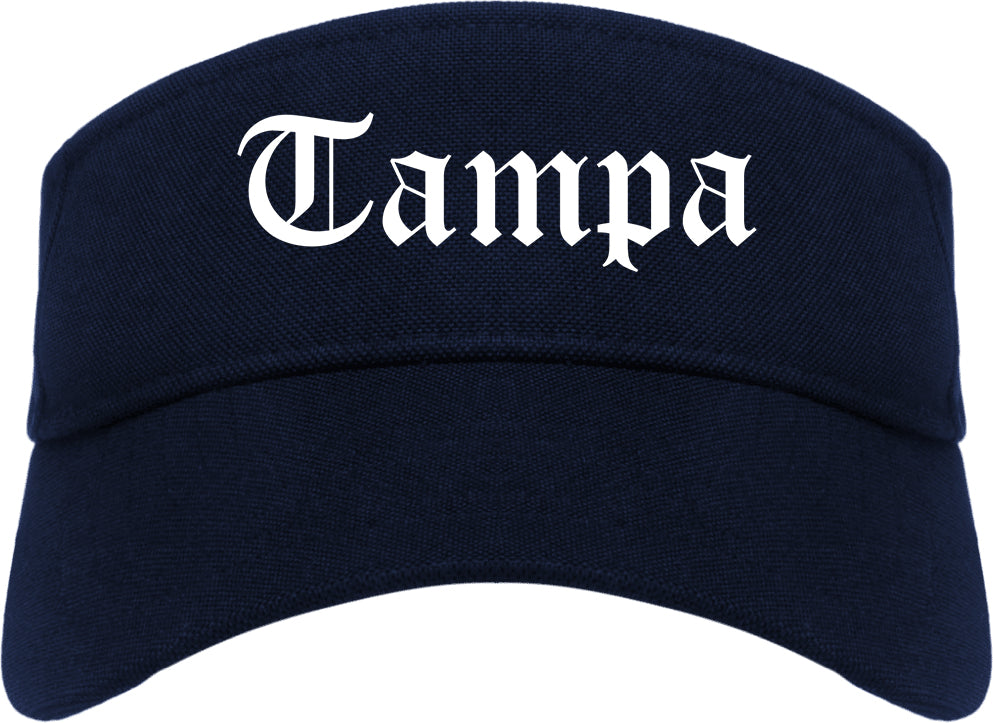 Tampa Florida FL Old English Mens Visor Cap Hat Navy Blue