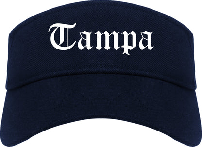 Tampa Florida FL Old English Mens Visor Cap Hat Navy Blue